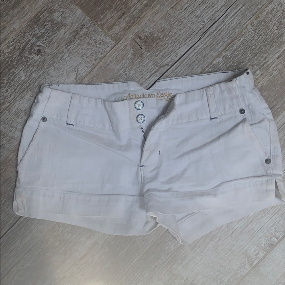 White jean shorts